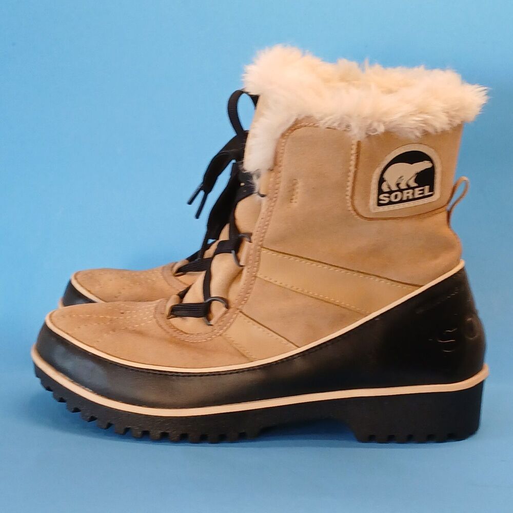 Sorel Suede Tivoli II Tan Snow Boots, Size 10M, Waterproof, Fleece